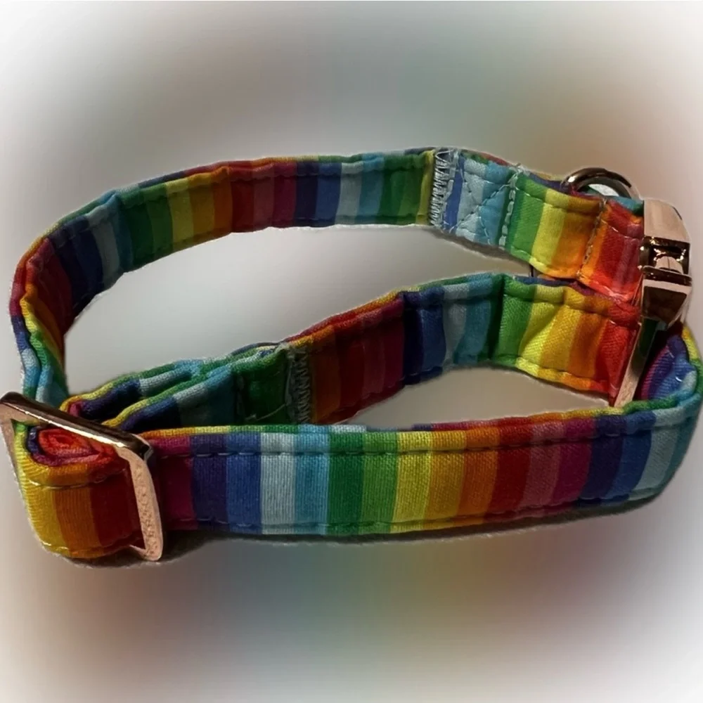 🔴New Dog Collar Rainbow Removable Flower Adjustable 10” to 16” Pet Animal